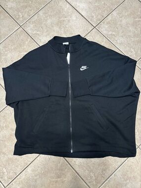 Nike Black Hoodie Jacket with White Swoosh